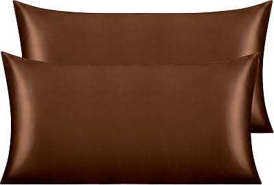 NTBAY Silk Satin Pillowcases 2 Pack 50x90 cm Dark Brown Envelope Closure