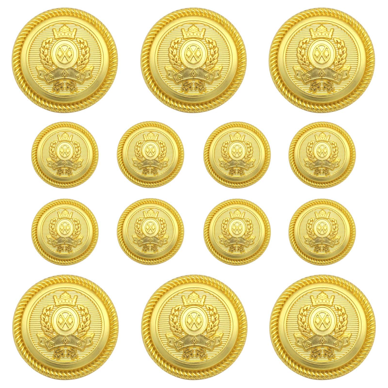 Flying Horse66 14 Pcs Gold Blazer Buttons, Metal Blazer Buttons for Suits Coat Uniform Jacket 15mm 23mm