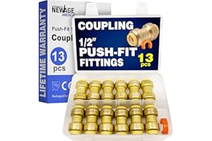 New Age America® 13pc 1/2" Coupling Fittings AquaFlow 360™ | Push-Fit & Push-to-Connect Coupling | Straight | 12 PC Coupling 