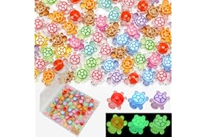 TOUCH TOP 100 Pcs Luminous Mini Resin Turtles, Tiny Sea Turtle Animals to Hide Miniature Figures Glow in the Dark Small Plastic Ocean Animal for Fairy Garden Micro Landscaping Dollhouse Home Decor Party Gifts