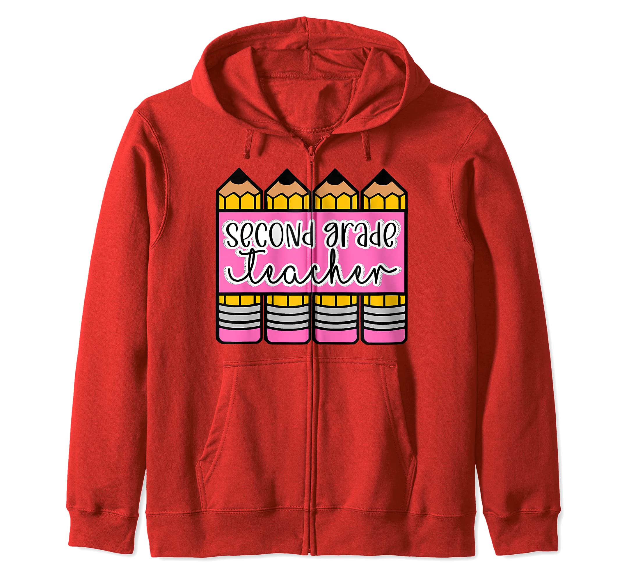 Cute pencil second 2nd grade teacher teaching school student Zip Hoodie