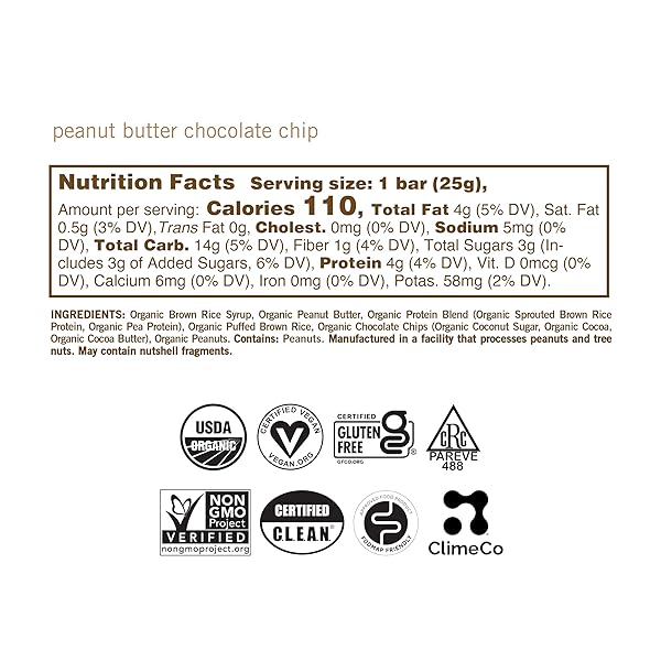 GOMACRO MACROBAR MINI ORGANIC VEGAN SNACK BARS – PEANUT BUTTER CHOCOLATE CHIP (0.90 OUNCE BARS, 24 COUNT)