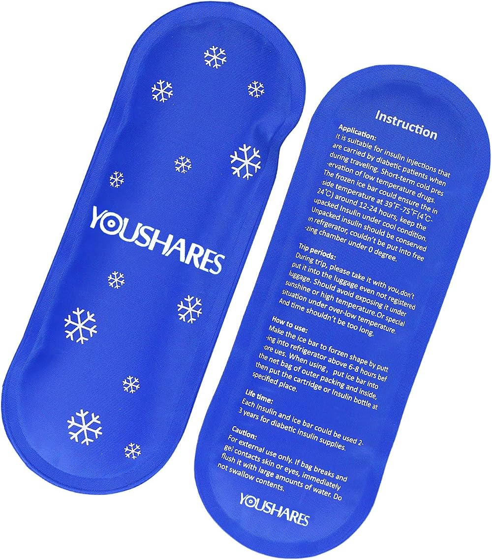 YOUSHARES Insulin Cooling Travel Bag Ice Pack Pair 6.9 x 2.7 x 0.3 in