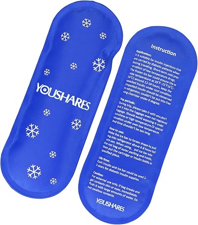 YOUSHARES Insulin Cooling Travel Bag Ice Pack Pair 6.9 x 2.7 x 0.3 in