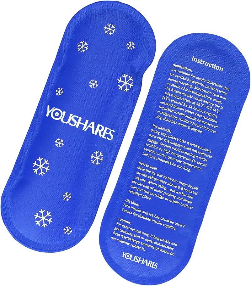YOUSHARES Insulin Cooling Travel Bag Ice Pack Pair 6.9 x 2.7 x 0.3 in