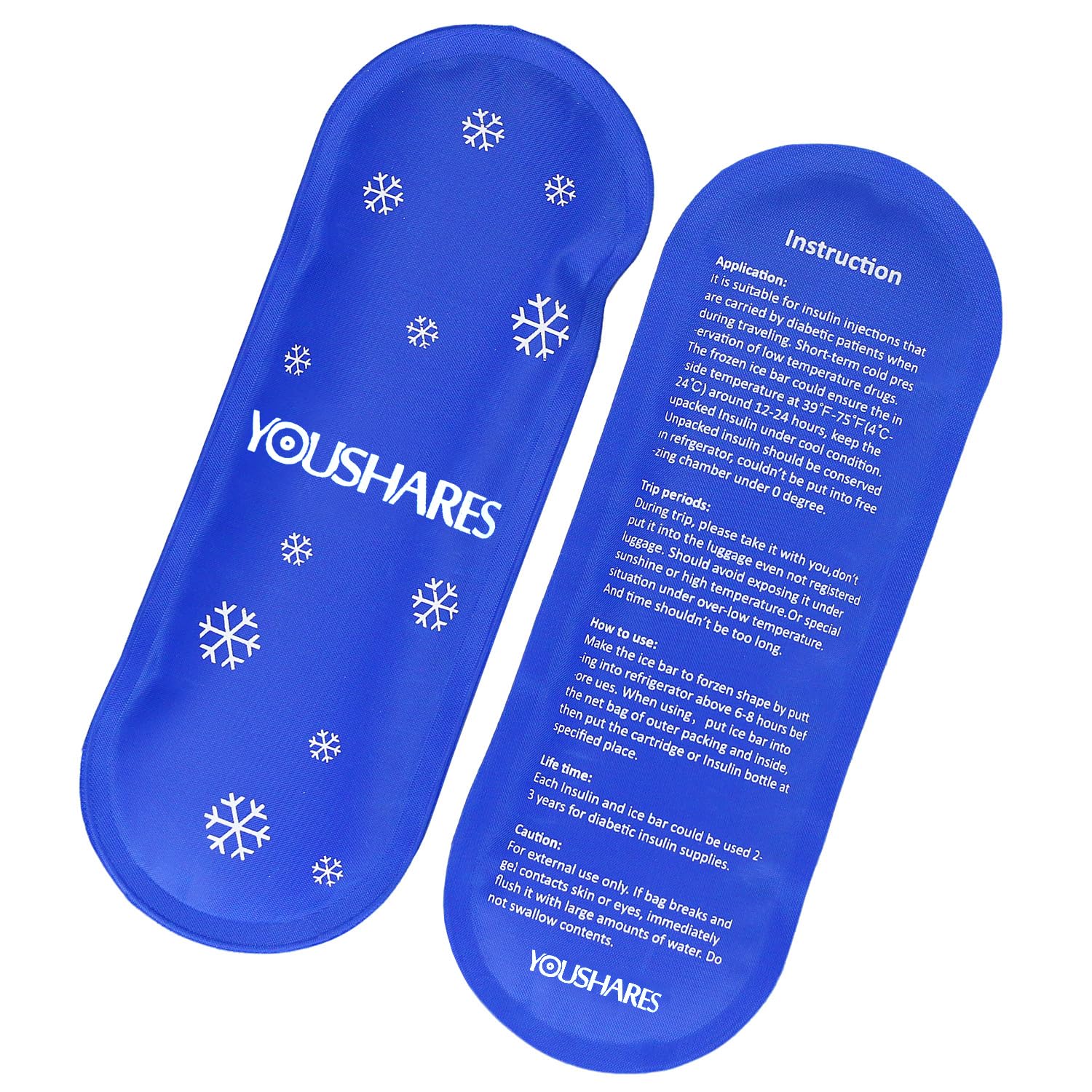 YOUSHARES Insulin Cooler Ice Pack - Reusable Ice Packs Medicine Cool Bag for Diabetic Insulin Cooler Travel Case, Nylon Ice Bags (2 Packs)