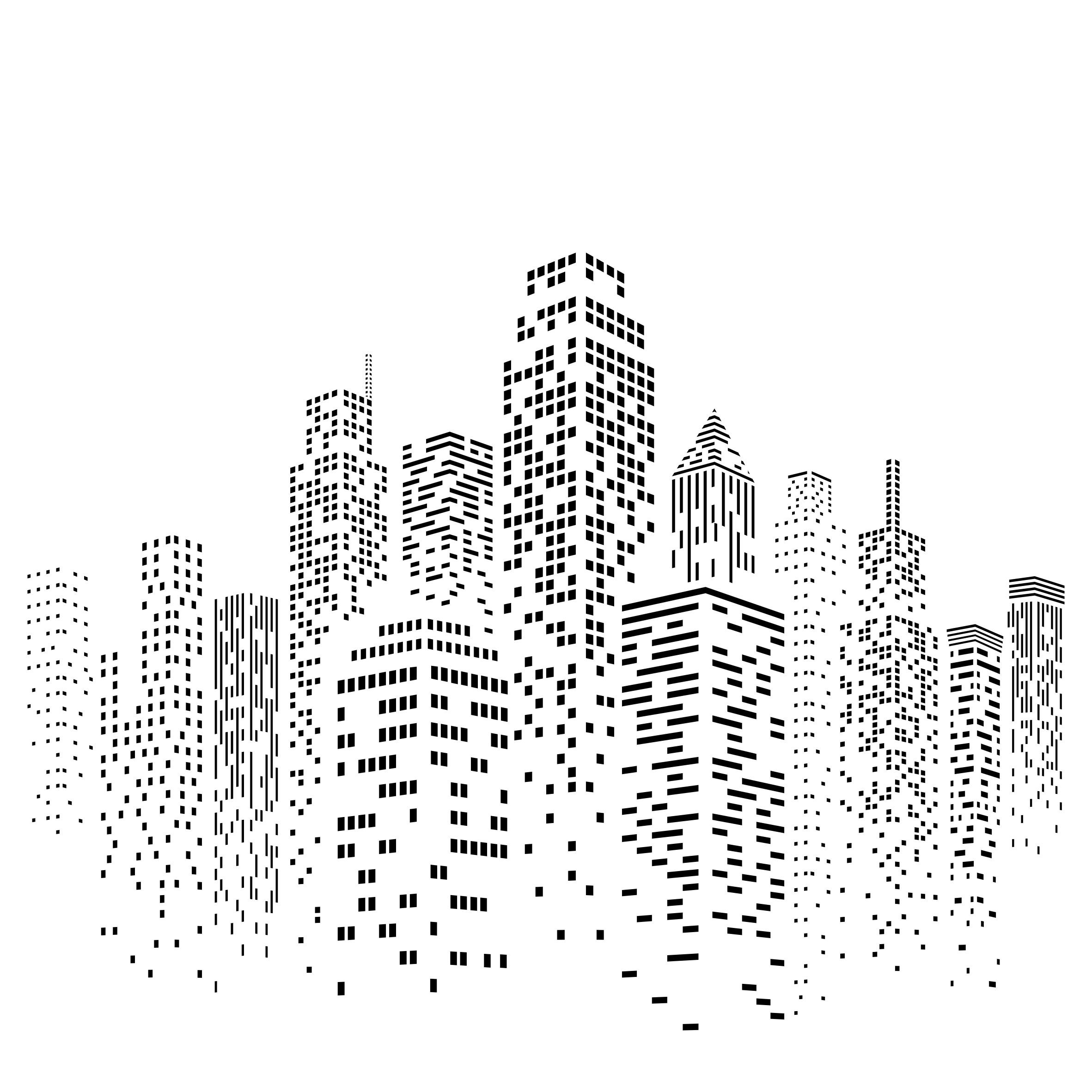 Skyscraper Stencil - 35.5 x 26.5cm (S) - Reusable Cityscape Skyline City Buildings Wall Stencil Template