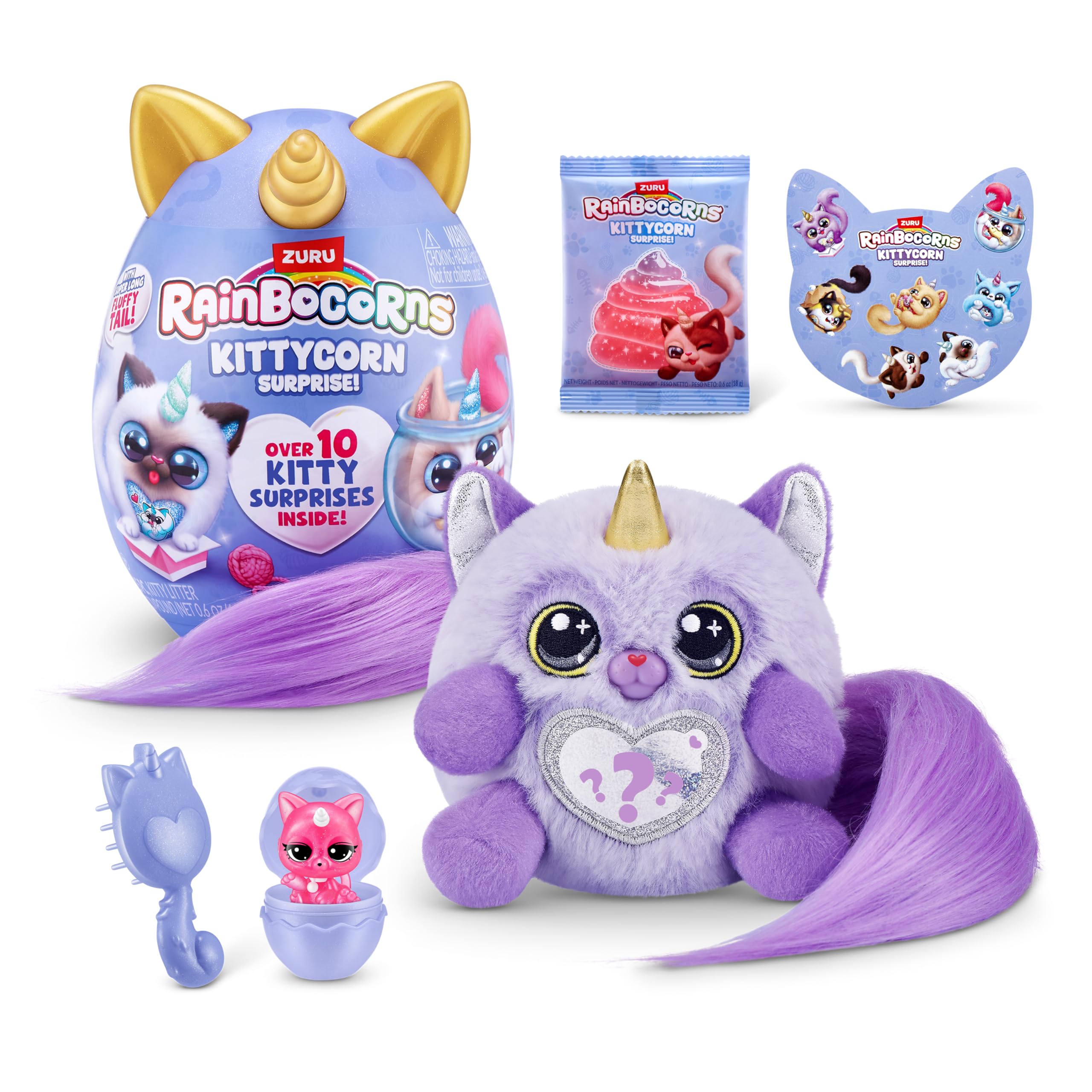 Rainbocorns Kittycorn Surprise Series 3 Ragamuffin (Fluffles) by ZURU, Plush Toy, Collectible Plush Stuffed Animal, Surprise Eggs for Girls (Ragamuffin)