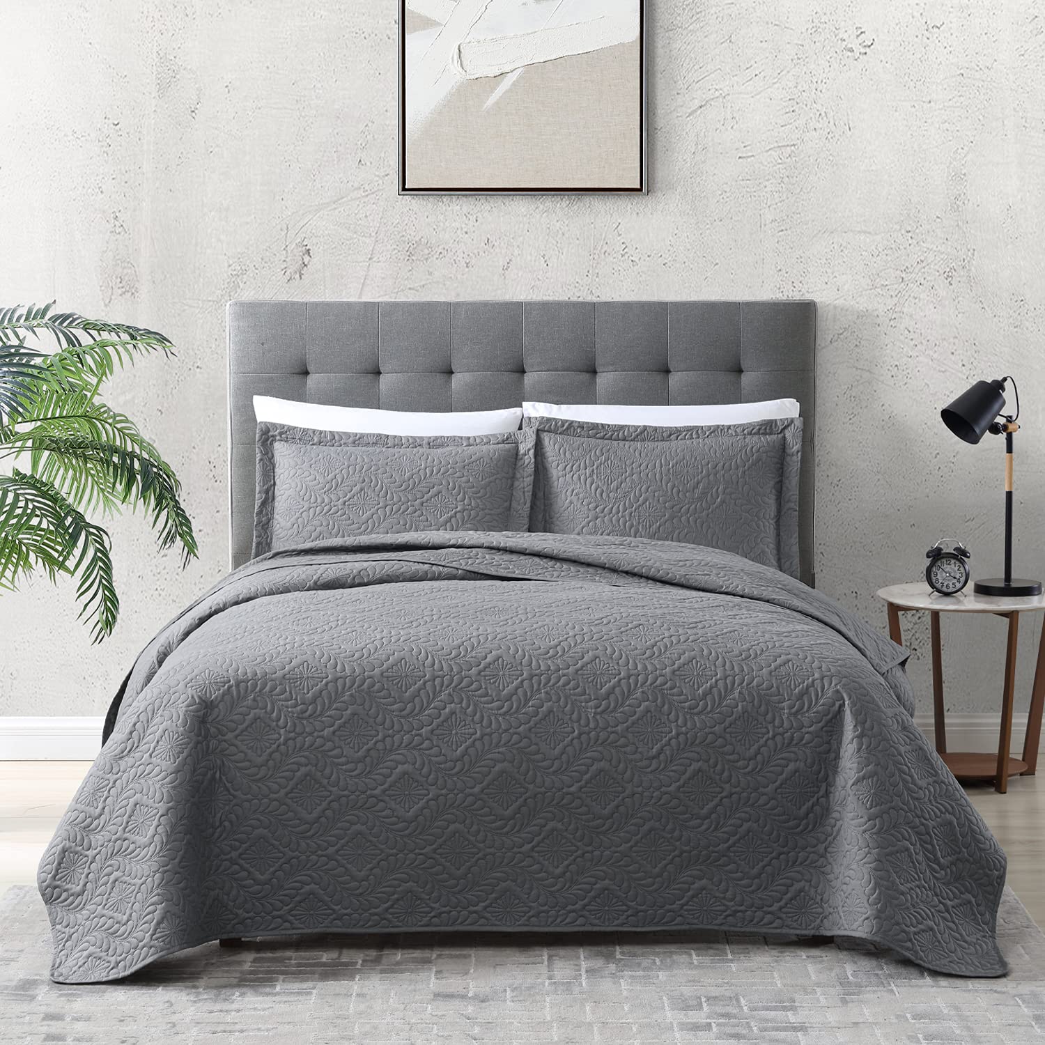 EXQ Home Quilt Set Full/Queen Size Grey 3
