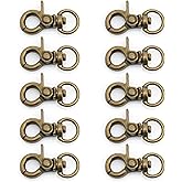 CRAFTMEMORE Lobster Claw Clasps Trigger Snap Hooks 1 1/4" x 1/2" Landyard Swivel Clip 10 Pack HO1 (Antique Brass)