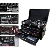 Campfun 439PCS Tool Set, Mechanic Tool Set for Home, Tool Box Set 4-Tier Socket Wrench Ratchet Plier Nails, Home Tool Set Mechanics Kit with 3 Drawers for Adults Man Handyman, Black