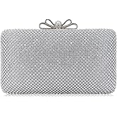 Dexmay Rhinestone Clutch Purse with Crystal Bow Clasp Evening Bag Wedding Party Dressy Handbag