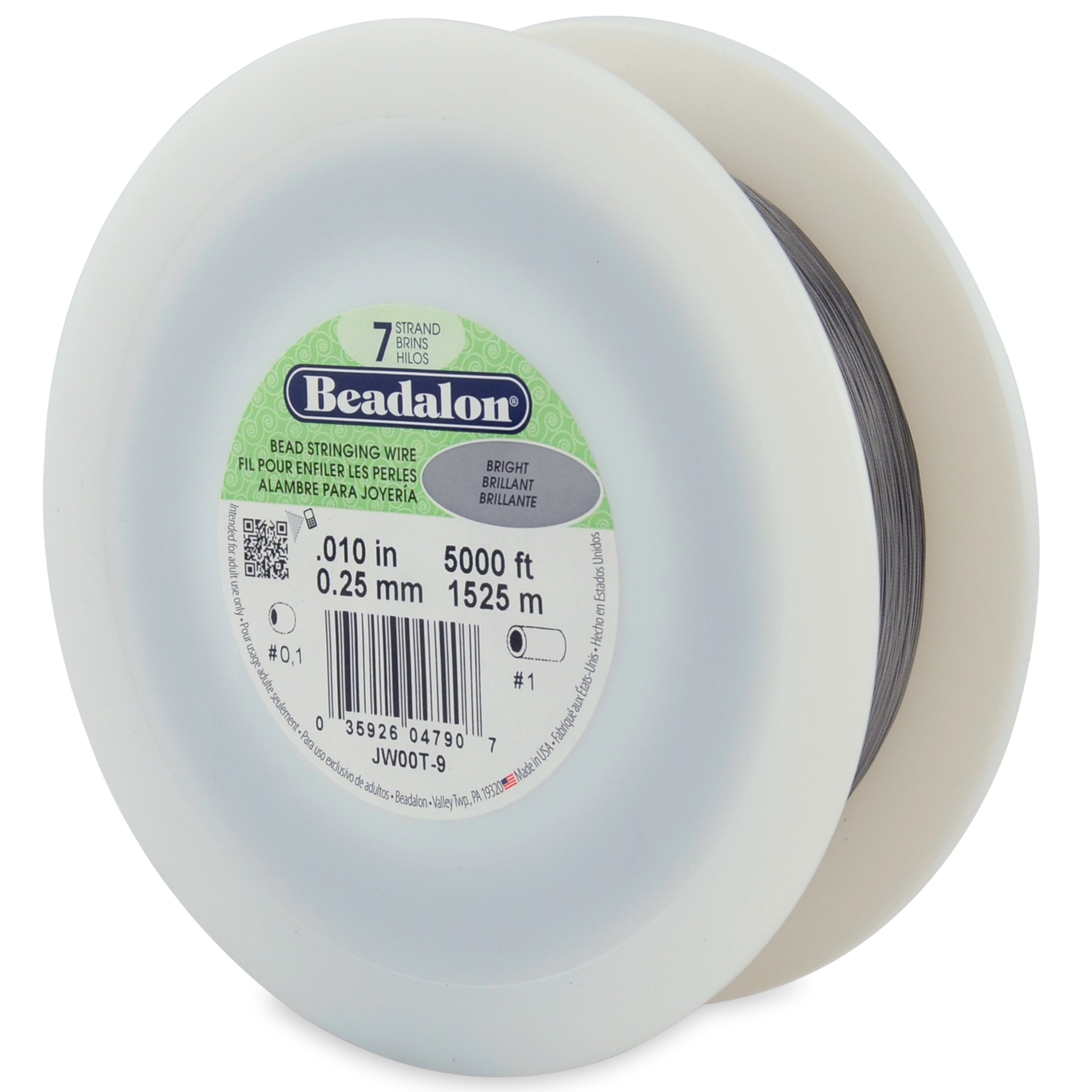 Beadalon 0.10-Inch 7-Strand Wire, Bright, 5000-Feet