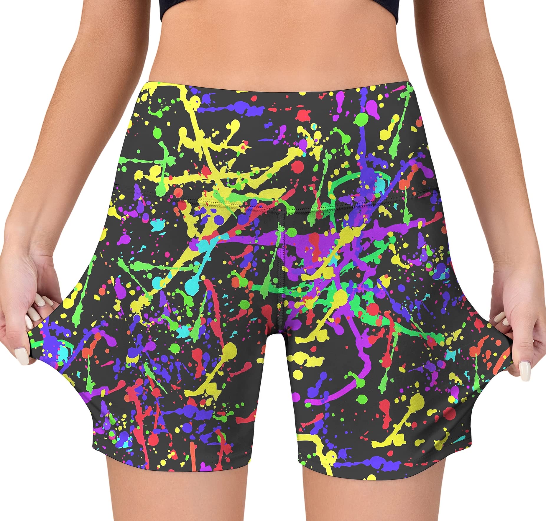 LARSD 80s Retro Biker Shorts Women 90s High Waisted