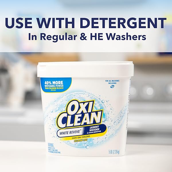 OXICLEAN WHITE REVIVE LAUNDRY WHITENER AND STAIN REMOVER POWDER, ALTERNATIVE TO BLEACH FOR LAUNDRY, 5 LB