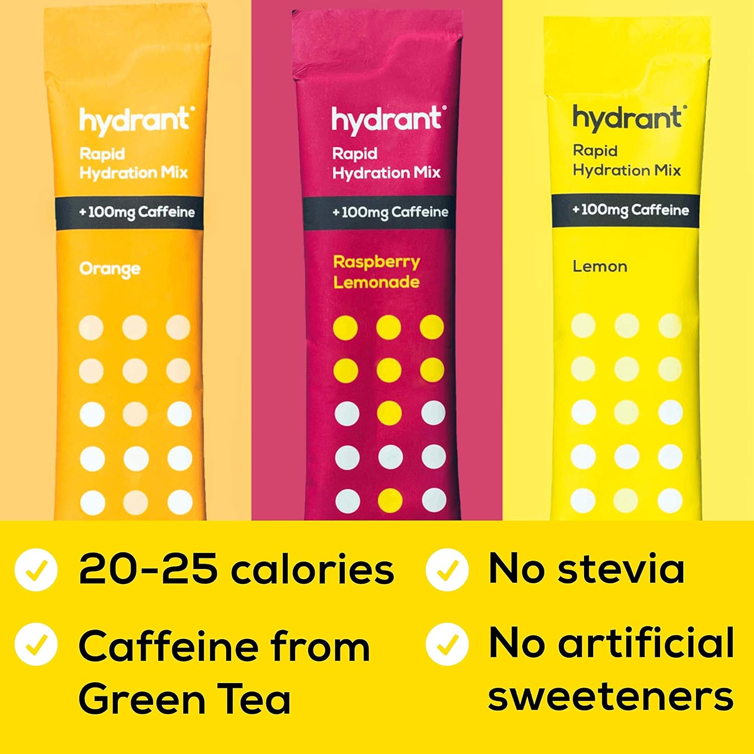 Hydrant Caffeine & L-Theanine Rapid Hydration Drink Mix, Electrolyte Powder Packets with Zinc, Use for: workout, sweating, travel & heat recovery, Vegan (Raspberry Lemonade + Caffeine Rapid Hydration): Health & Personal Care