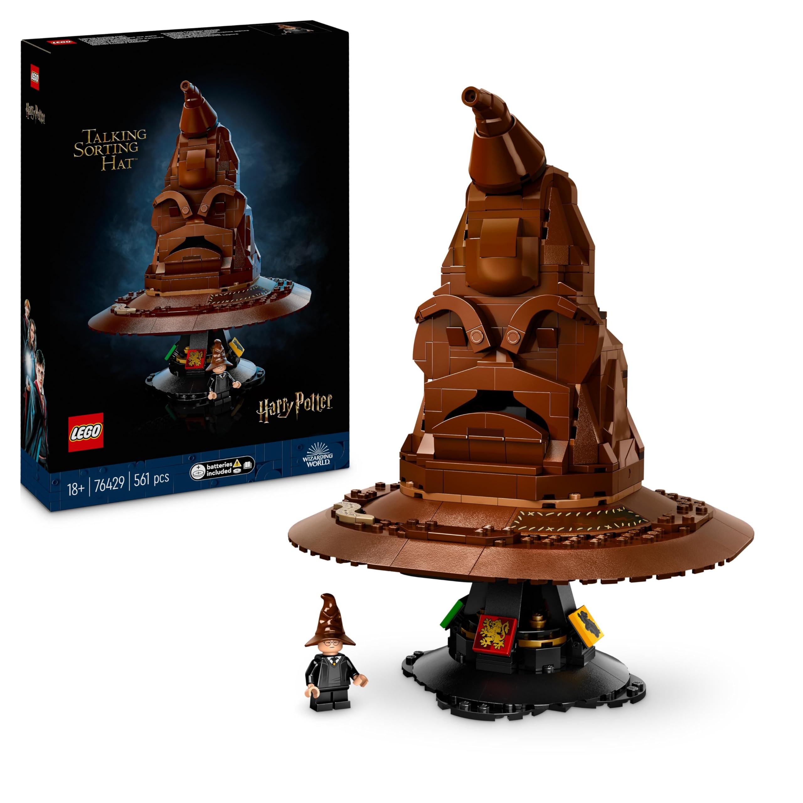 LEGO Harry Potter Cappello Parlante di Hogwarts con Stemma delle Case e 31 Suoni Casuali, Set da Collezione per Adulti, Idea Regalo per Lui, Lei, Uomo, Donna e Fan dei Film e del Wizarding World 76429
