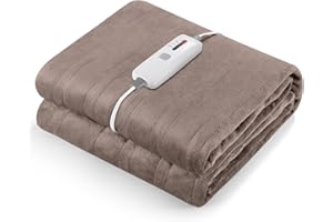 CURECURE Heated Electric Blanket Full Size 72" x 84" Oversized Flannel Heated Blanket with 4 Heating Levels & 10 Hours Auto Off, Comfort Blanket for Bed Sofa Home Office Use, Machine Washable