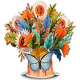 Paper Love HugePop 3D Artisan Bouquet Pop Up Card, With Detachable Paper Bouquet, For Birthday, Anniversary, Wedding, Thank You, Get Well, All Occasions - Jumbo 10" x 14" Card Includes Envelope and Note Tag