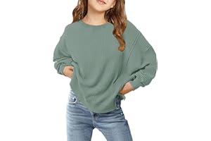 Floral Find Girls Casual Crewneck Long Sleeve Waffle Sweatshirt Side Split Loose Pullover Top