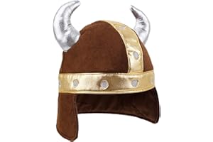 June Garden Kids Plush Viking Helmet – Soft Pretend Play Costume Hat with Silver Horns – Medieval Adventure Dress-Up Accessory for Toddlers and Kids Ages 3+