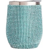 Paris Hilton Diamond Bling Wine Tumbler, Vacuum Insulated Stainless Steel with Easy Sip Lid, Bedazzled with Over 2500 Rhinestones, 12-Ounce, Blue