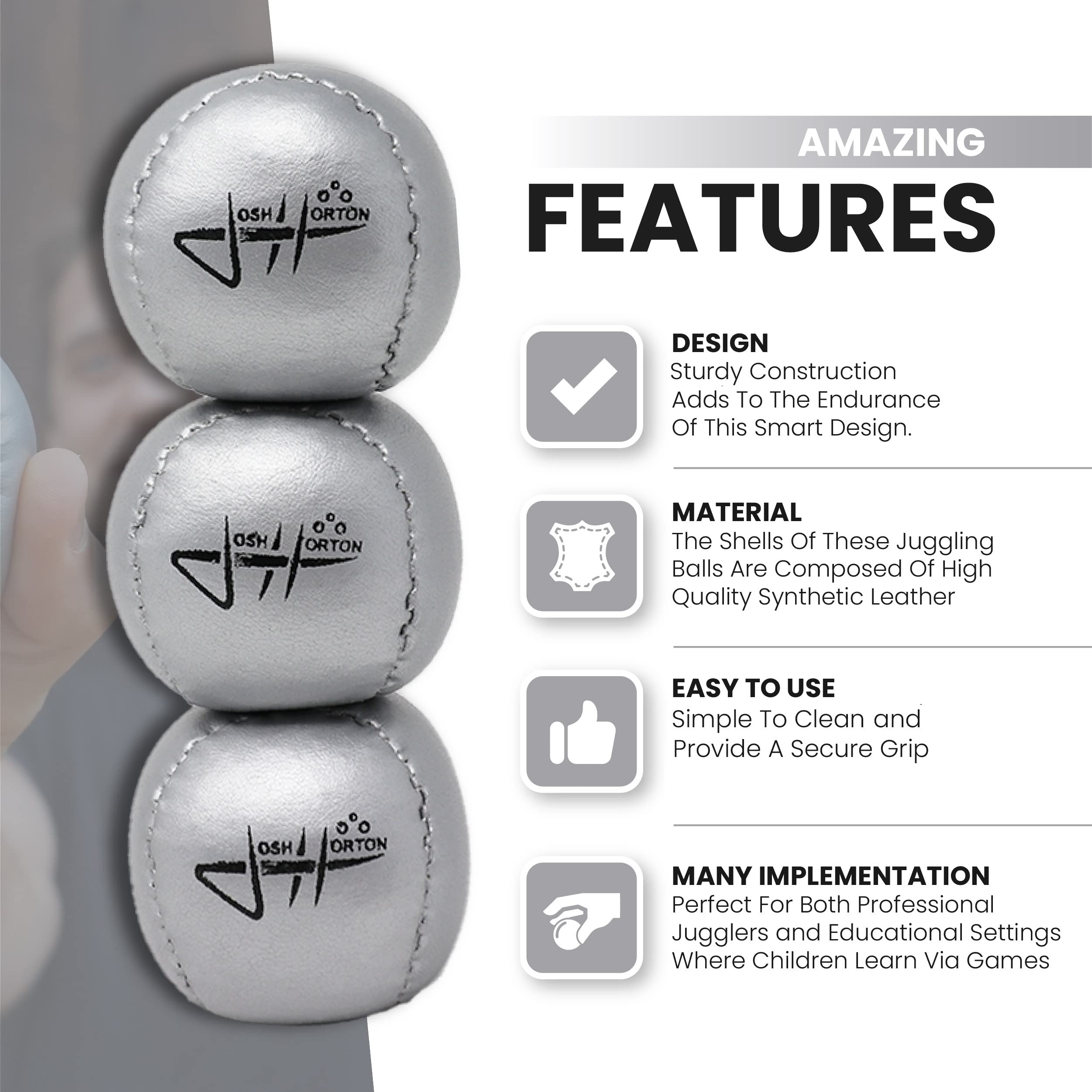 Zeekio Josh Horton Beginner Juggling Balls - Synthetic Leather - Set of 3