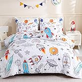 Mewevhom 8 Pieces Full Size Comforter Sets Bed in a Bag for Kids,Space Rocket Astronaut Comforter,Solar System Planet Bedding Sets with Sheets for Boys Girls