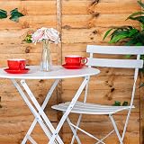 Harbour Housewares 2 Seater White Round Bistro Table and Chairs Set 3 Piece view 6