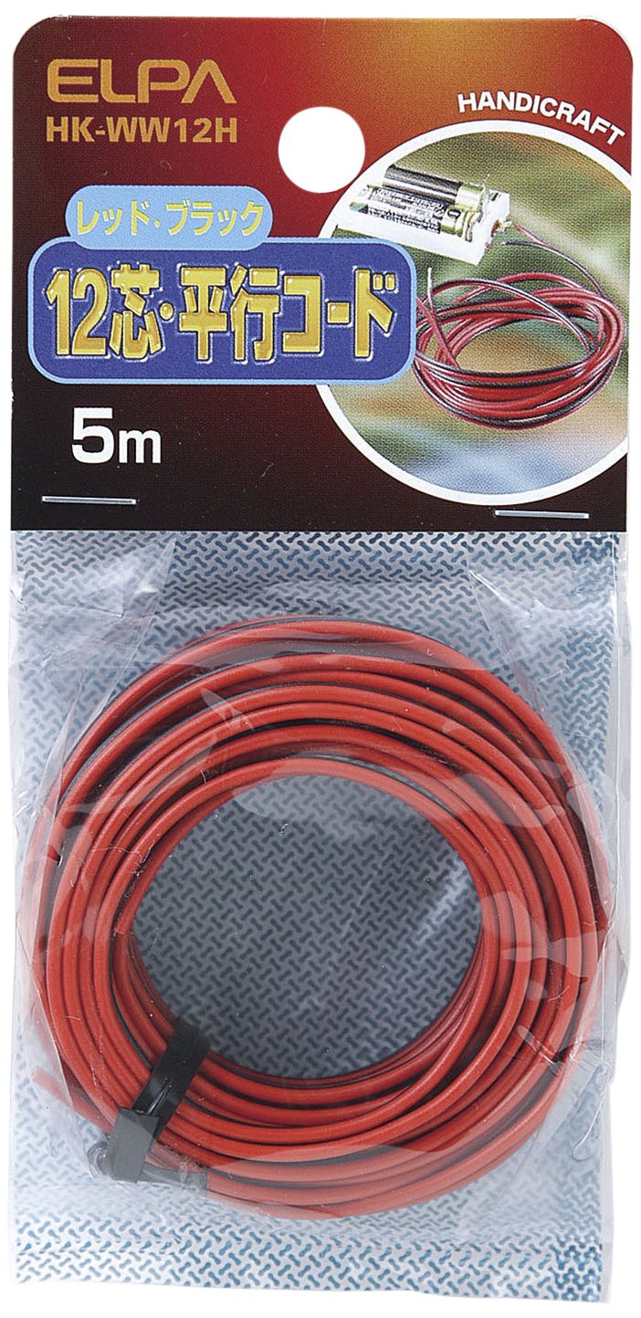 エルパ (ELPA) 12芯コード 配線 ケーブル 5m 平行線 レッド/ブラック HK-WW12H商品画像