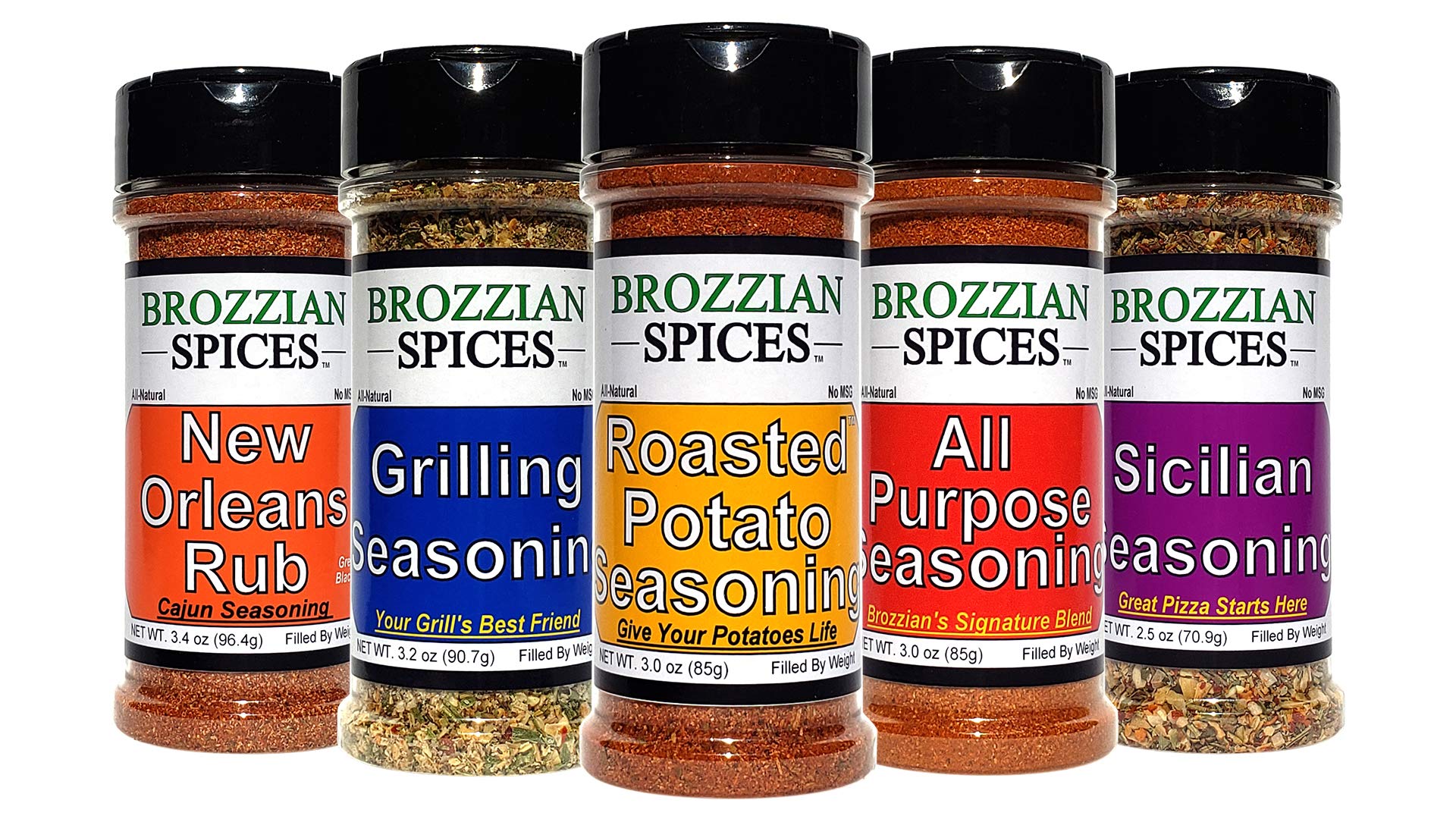 Brozzian Spices - Gourmet Seasoning Variety 5 Pack (Best Sellers)