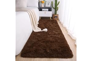 Chicrug Soft Runner Rug for Bedroom Living Room Plush Fluffy Rug 2x6 Feet, Shag Furry Runner Rug Carpet Non Shedding for Nursery Children Kids Girls Room Home Decorative, Brown