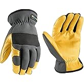 Wells Lamont Men's Slip-On HydraHyde Work Gloves – Water-Resistant Leather for Gardening, Landscaping – Reinforced Fingertips, Breathable Spandex – Durable, Comfortable, Flexible – Gray - L