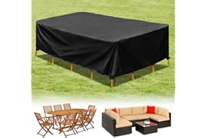 HIRALIY 118 Inch Patio Furniture Cover, Waterproof Outdoor Furniture Cover for Patio Table and Chair, Heavy Duty Rectangular Patio Furniture Set Cover for Snow Protection, 118" L x 57.5" W x 27" H