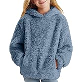 LessonZoo Girls Fuzzy Fleece Pullover Hoodies Loose Sweatshirt with Pockets Outwear Coat Casual Tops