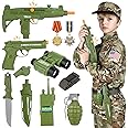 GIFTINBOX Army Costume for Kids, Boys Military Soldier Costume with Toy Accessories, Halloween Costumes for Boys Kids 3-12