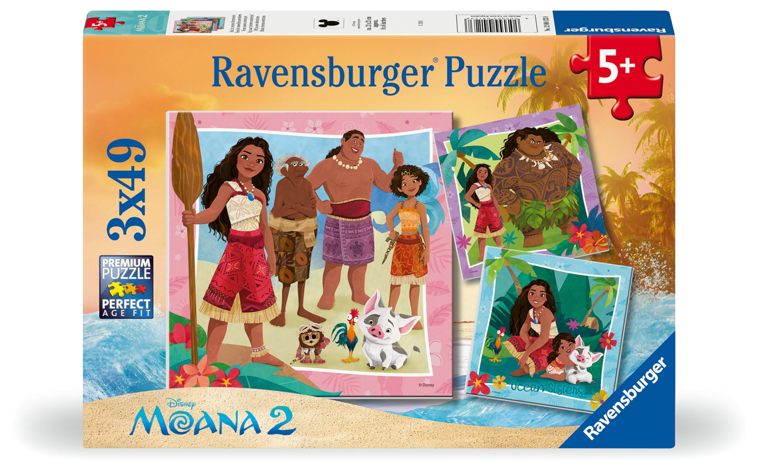Ravensburger Disney Moana 2 Jigsaw Puzzles for Kids Age 5 Years Up - 3x 49 Pieces
