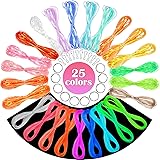 Lanyard String Kit, Cridoz 25 Bundles Gimp String Plastic Lacing Cord with 20pcs Snap Clip Hooks and Keyrings for Boondoggle 