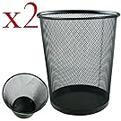 Zuvo Lightweight and Sturdy Circular Mesh Waste Bin, Black, Pack of 2