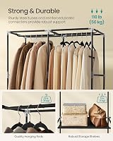SONGMICS Clothes Wardrobe Portable Closet with 2 Hanging Rails 4 Pockets 167 cm view 3