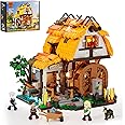 FUNWHOLE Medieval Water-Mill Lighting Building-Bricks Set - Middle Age Milling House Collection LED Light Building Constructi
