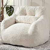 EBENCHICO Bean Bag Chair for Adults with Pillow,Oversized Bean Bag Couch for Adults and Kids,Giant Lazy Couch Sofa Chairs with Filler,Large Reading Chair for Living Room Bedroom,White