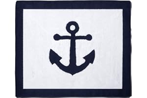 Sweet Jojo Designs Anchors Away Nautical Navy and White Accent Floor Rug