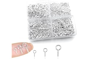 Qgond 600PCS Jewelry Eye Pins Kit - Multi-Size 8/10/13mm Screw Eye Hooks with Rustproof Alloy,Silver Craft Eyelets for DIY Bead Charms, Christmas Ornaments, Resin Pendants
