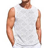Runcati Mens Knitted Tank Tops Casual Sleeveless Hollow Out Crochet T-Shirts Muscle Summer Beach Hippie Shirts