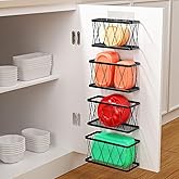 BasicForm 4 Pack Metal Kitchen Inside Cabinet Door Organizer, Adhesive Lid Organizers Cabinet Door Storage for Tupperware Lid, Storage Holder Basket for Kitchen Wall Mounted (Black)