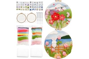 kgxulr Needle Felting Kit, Felt Painting Kit for Beginners, Felt Painting Set with Wool, Needle Felting Pad, Felting Needles, Felting Wool, Decorative Frame,DIY Instructions，Used for Home Decoration
