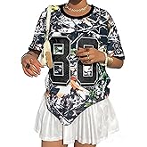 Jersey Shirts for Women Number Graphic Oversized Tee Shirt Y2k Tshirts Crewneck Casual Streetwear Tees