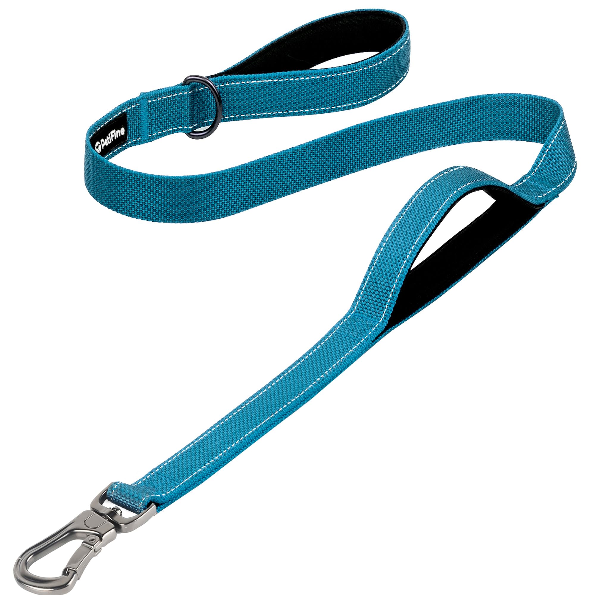 PetiFine 4FT Heavy Duty Dog Leash with Soft Padded Double Handle, Durable Strong Clasp Dog Leashes, Reflective Nylon Walking Lead for Large,Medium,Small Breed Dogs, Blue — image 1