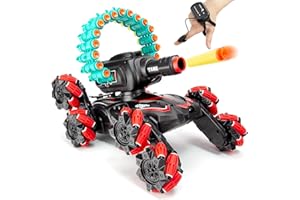 BOKSIYUR RCStunt Remote Control Car,Soft Bullet Tank,Gesture Sensing, Cars for Kids,RC Crawlers,Stunt Remote Control Car Tank for Boys, RC Cars for Kids,360°Battle Tanks,for Boys Ages 8-12 Gift(red)